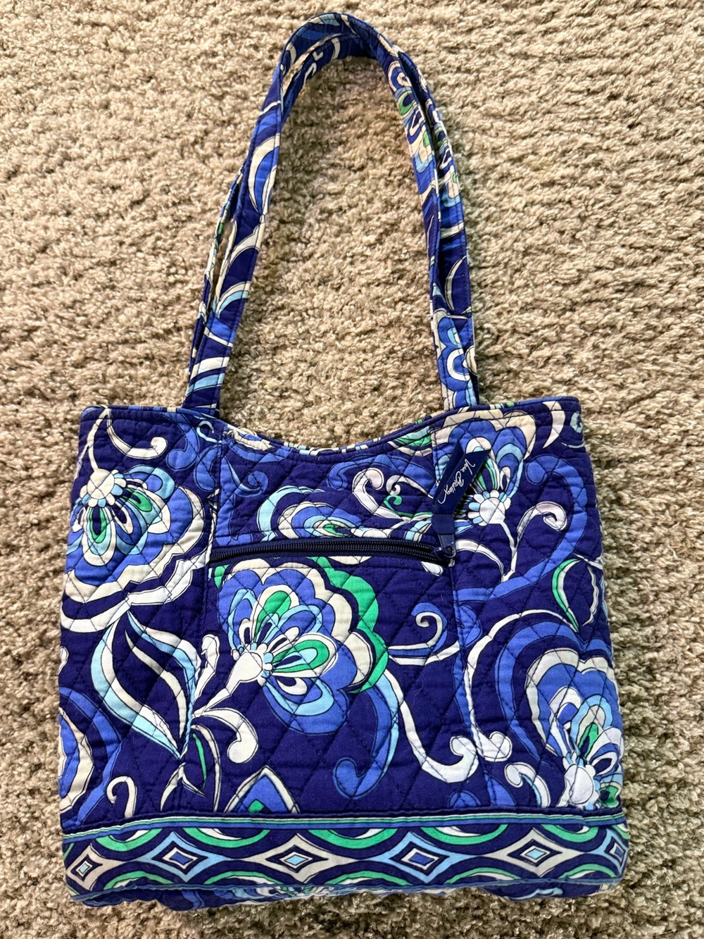 Vera Bradley Mediterranean Blue Quilted Cotton Tote Bag